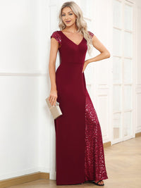 Elegant Sleeveless Deep V Neck Fishtail Evening Gown
