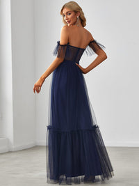 Elegant Strapless A Line Evening Gown with Cascading Ruffles