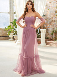 Elegant Strapless A Line Evening Gown with Cascading Ruffles