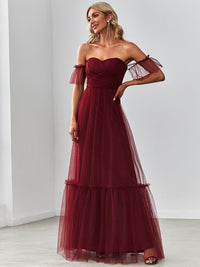 Elegant Strapless A Line Evening Gown with Cascading Ruffles