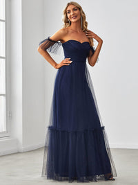Elegant Strapless A Line Evening Gown with Cascading Ruffles