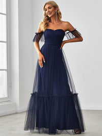 Elegant Strapless A Line Evening Gown with Cascading Ruffles