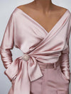 Seductive Satin Blouse with Wrap Detail