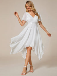 Elegant V-Neck Chiffon Evening Dress Featuring Short Sleeves