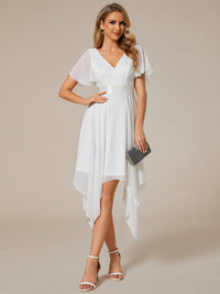 Elegant V-Neck Chiffon Evening Dress Featuring Short Sleeves