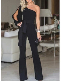 Elegant White Cold Shoulder Jumpsuit with Long Sleeves for Women