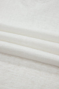White Hollowed Lace Splicing V Neck T Shirt