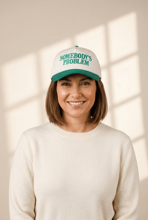 Women's Embroidered Cotton Two-Tone Baseball Cap in Sage and Forest