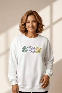 Women's Embroidered Mardi Gras Balloon Dog Ribbed Sweatshirt