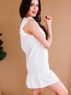 Embroidered Mini Dress with Scalloped Hem