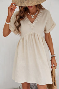 womens-dresses-casual-holiday-lace-stitching-waist-v-neck-mini-dress