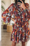 Stylish Women's Red Floral Wrap Mini Dress with Puff Sleeves and Flowy Fit for Effortless Summer Elegance