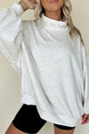 Stylish Oversized Light Grey Mock Neck Sweatshirt for Women – Cozy, Comfortable Casual Wear for Everyday Fashion