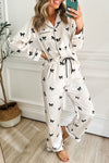 Cozy Women's Bow Print Pajama Set - Soft Cotton Loungewear for Stylish Sleep and Relaxation in Trendy Design