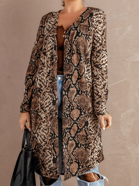 Leopard Print V-Neck Long Cardigan