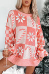 Festive Women's Cozy Red Christmas Sweater - Relaxed Fit Holiday Knitwear with Fun Seasonal Designs