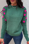 Women's Floral Embroidered Sweater in Evergreen - Cozy Knitwear for Spring, Elegant Style for Effortless Chic