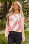 Trendy Women's Pink Striped Long Sleeve Top - Casual Fit, Stylish Design, Ideal for Everyday Outfits