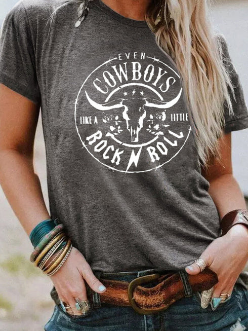 Wild West Inspired Graphic Tee in Charcoal Gray