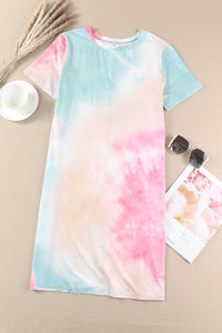 loose-printed-short-sleeve-zippered-v-neck-dress