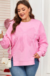 Plus Size Women's Pink Cozy Sweatshirt - Soft Casual Wear for Everyday Comfort and Effortless Style