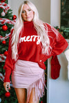 Oversized Red Turtleneck Christmas Sweater