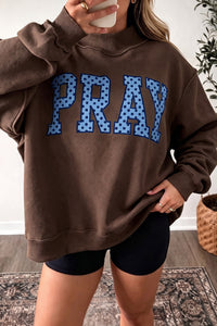 
Trendy Women's Polka Dot Embroidered Mock Neck Sweatshirt in Coffee - Comfortable, Affordable Fashion for Every Size