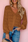 Stylish Women's Brown Crochet Cardigan - Cozy Lightweight Knit Layer for Effortless Fall Fashion Layering