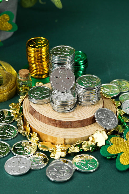 Women's Metallic Shamrock Clover Coin Charms 100-Piece Set