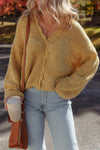 Cozy Soft Knit Women's Lantern Sleeve Cardigan - Stylish Layering Essential for Fall and Winter Outfits