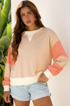 Cozy Patchwork Sweatshirt for Women - Trendy Casual Layering Top in Vibrant Colors, Ideal for Everyday Outings