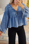 Chic Women's Blue Denim Peplum Top with Flattering Fit for Effortless Casual Style and Everyday Comfort