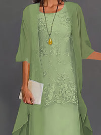 Floral Embroidered Lace Midi Dress Set
