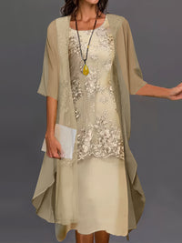 Floral Embroidered Lace Midi Dress Set