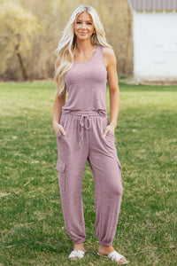 Floral Print Casual Tank Top & Drawstring Jogger Pants Set for Women - Stylish & Comfy 2-Piece Everyday Outfit