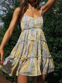 Floral Print Suspender Chiffon Seaside Beach Dress