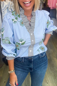 ruffled v neck blouse