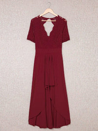 Flying Sleeves V-neck Open Back Solid Long Flowy Dress