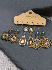 Golden Vintage Boho Turquoise Earrings Trio