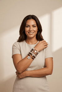 Women's Gold Soccer-Themed 8-Piece Layered Bracelet Set