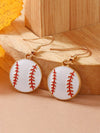 Golden Baseball Inspired Alloy Drop Earrings
