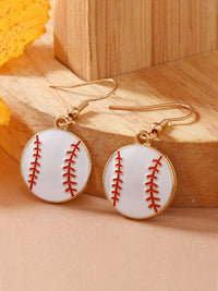 Golden Baseball Inspired Alloy Drop Earrings