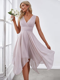 Graceful Chiffon Bridesmaid Dress with Irregular Hem at Knee Length