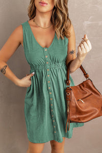 Fashion Solid Color Sleeveless Mini Dress
