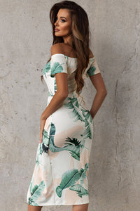 High Neck Floral Print Tie Long Sleeve Dress