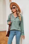 Hooded drawstring buttoned long-sleeved loose sweatshirt jacket