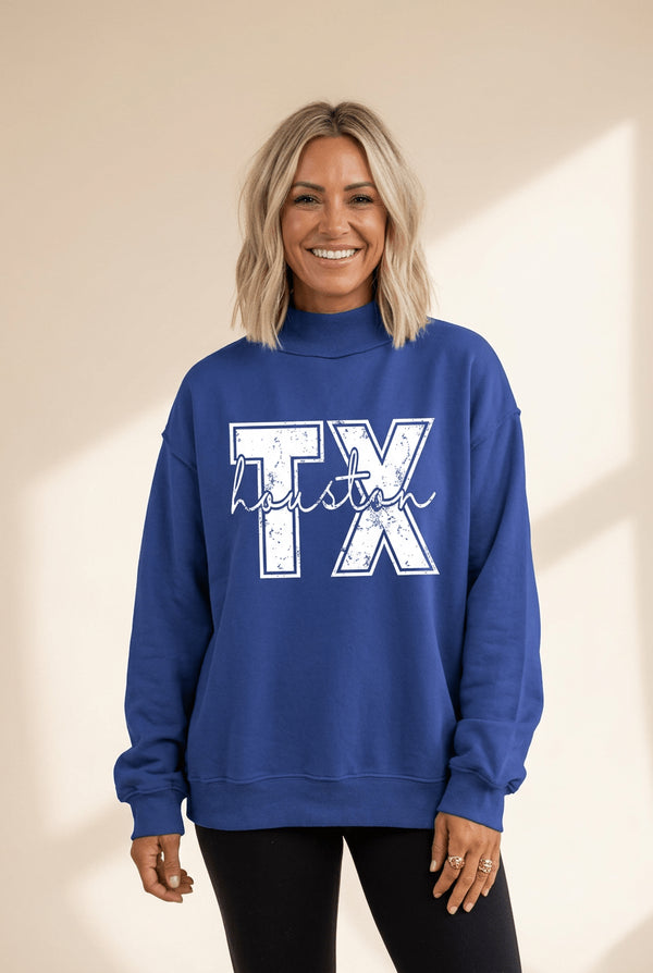 Women's Houston Texas Reversible Mock Neck Sweatshirt