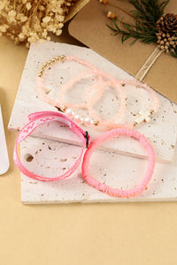 Pink WWJD Faith Prompt Mix Beading 5pcs Bracelet Set