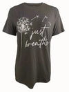 Just Relax Dandelion Print Tee, Casual Crew Neck Short Sleeve Shirt, Ladies Apparel