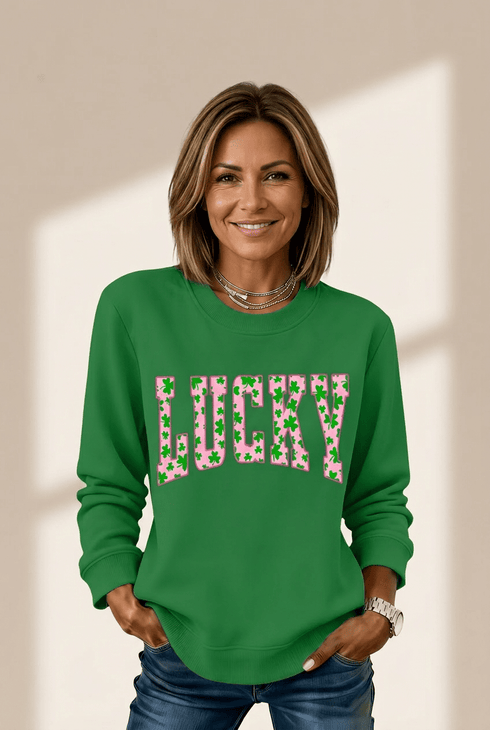 womens-cozy-dark-green-lucky-clover-graphic-sweatshirt-trendy-loose-fit-pullover-for-casual-style
